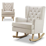 Johnston's Soothe Easy Deluxe Nursery Chair & Rocker – 2-in-1 Nursing & Feeding Chair, Natural Beige