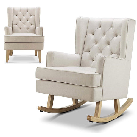 Johnston's Soothe Easy Deluxe Nursery Chair & Rocker – 2-in-1 Nursing & Feeding Chair, Natural Beige