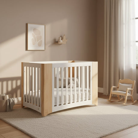 Cocoon Evoluer 4 in 1 Nursery Furniture System - Bassinet, Cot, Toddler Bed & Sofa, White/Natural