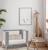 Cocoon Evoke 4-in-1 Cotbed + Change Area Dresser + Mattresses, Dove Grey / Natural Wash