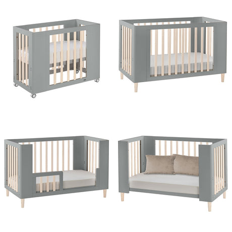 Cocoon Evoke 4-in-1 Cotbed + Change Area Dresser + Mattresses, Dove Grey / Natural Wash