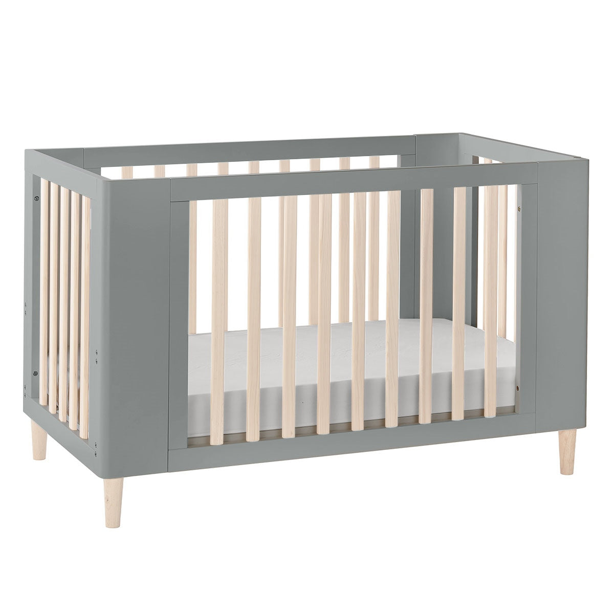 Cocoon Evoke 4-in-1 Cotbed + Change Area Dresser + Mattresses, Dove Grey / Natural Wash