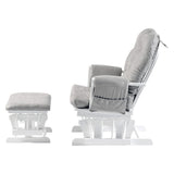Brompton Baby Nursing Glider & Footstool – Suedette Comfort with Smooth Glide, White / Grey.