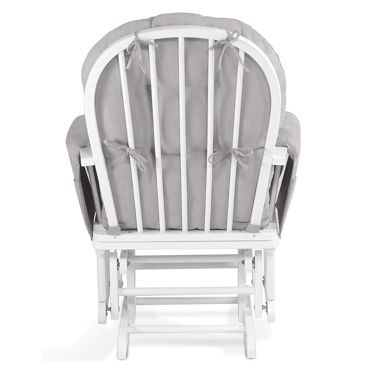 Brompton Baby Nursing Glider & Footstool – Suedette Comfort with Smooth Glide, White / Grey.