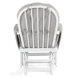 Brompton Baby Nursing Glider & Footstool – Suedette Comfort with Smooth Glide, White / Grey.