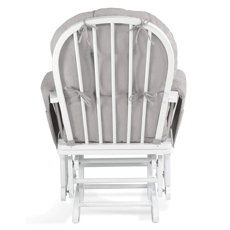 Brompton Baby Nursing Glider & Footstool – Suedette Comfort with Smooth Glide, White / Grey.