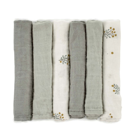 Bamboo Muslin Cloths For Baby 35 x 35 cm (6-Pack), Botanic