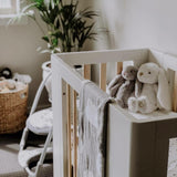 Cocoon Evoke 4 in 1 Nursery Furniture System – Bassinet, Cot, Toddler Bed & Sofa, Dove Grey / Natural Wash