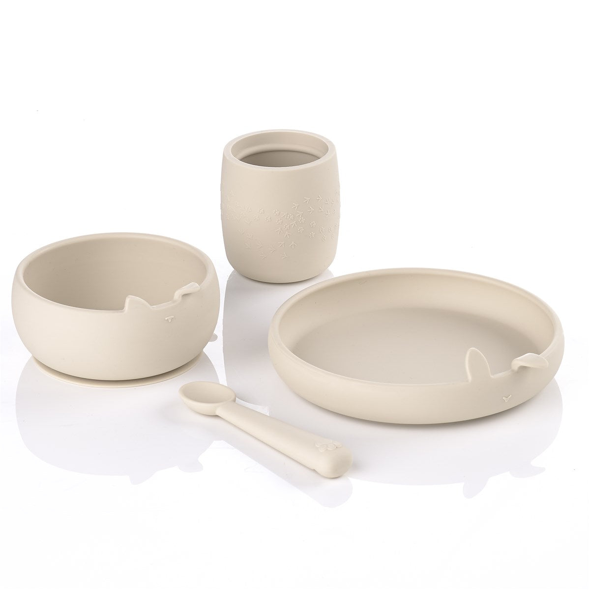 Complete 4-Piece Silicone Dinner Set for Babies - Plate, Bowl, Spoon, and Cup