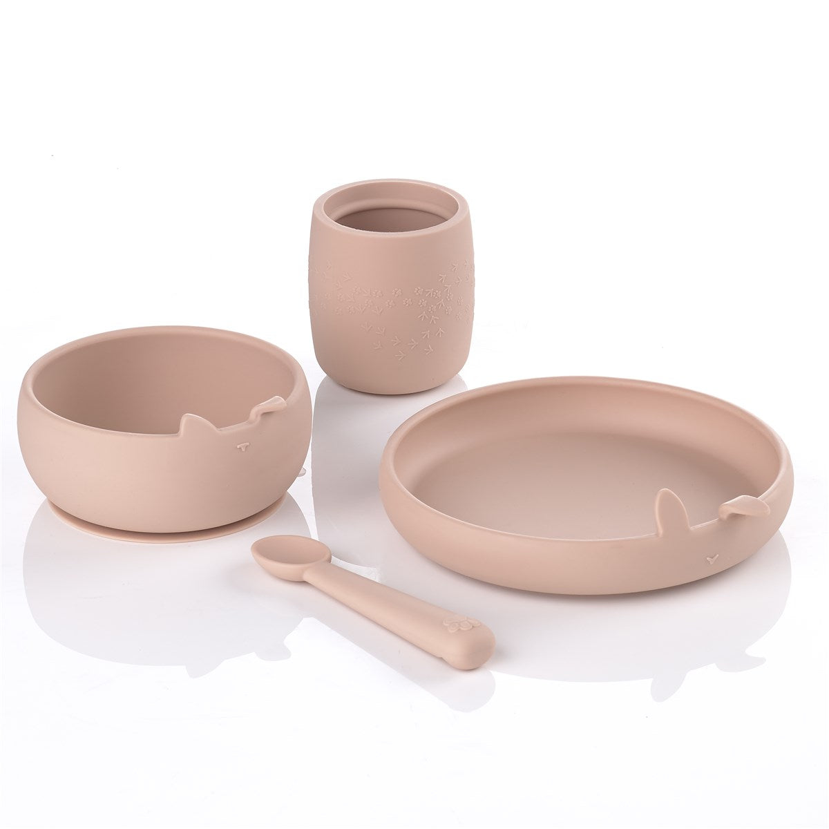 Complete 4 Piece Silicone Dinner Set Plate Bowl Spoon Cup