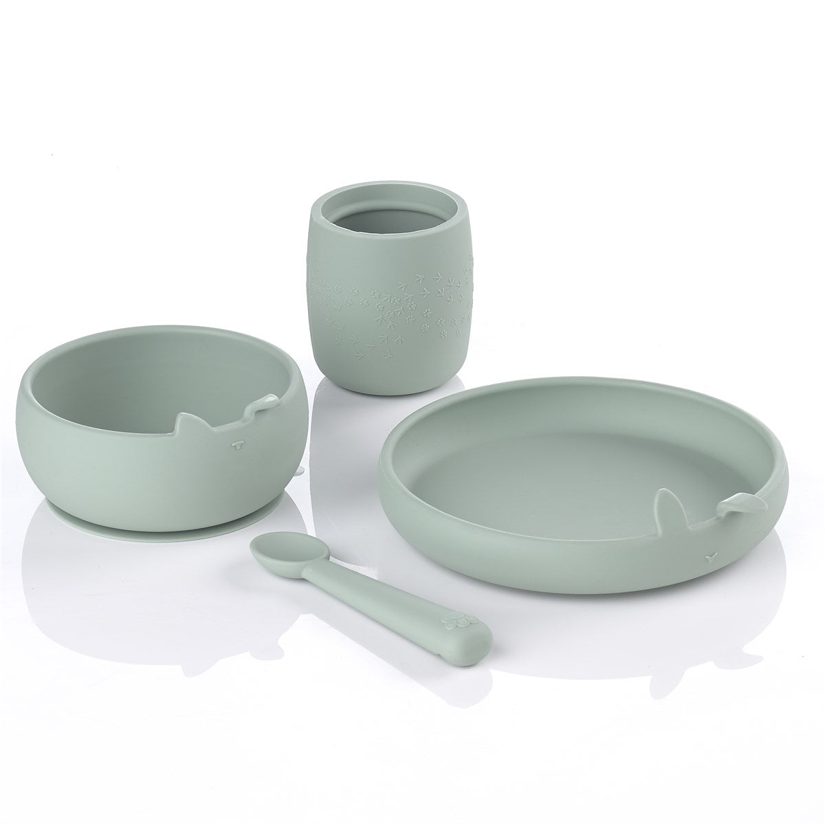 Complete 4-Piece Silicone Dinner Set for Babies - Plate, Bowl, Spoon, and Cup