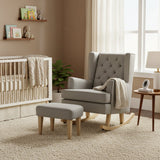 Johnston's Soothe Easy Deluxe Nursing Chair & Rocker with Foot Stool, Grey / Beechwood
