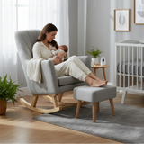 Johnston's Willow Nursing Rocking Chair & Footstool Set – Ergonomic Comfort for Feeding & Relaxing, Grey