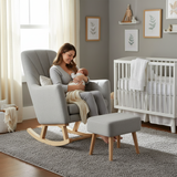 Johnston's Willow Nursing Rocking Chair & Footstool Set – Ergonomic Comfort for Feeding & Relaxing, Grey