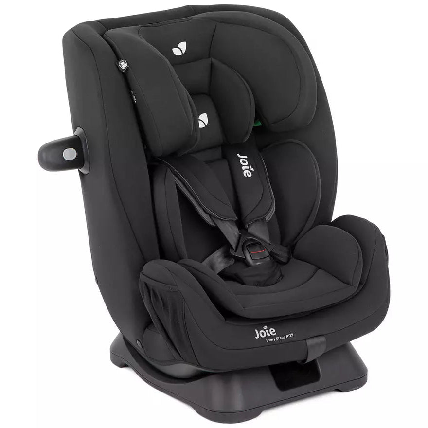 Black car seat with Joie logo on a white background