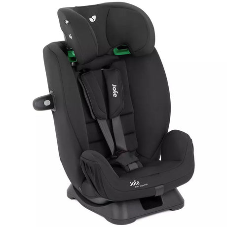 Black car seat with green accents on a white background