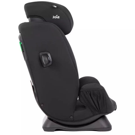 Black car seat with 'Joie' branding on a white background