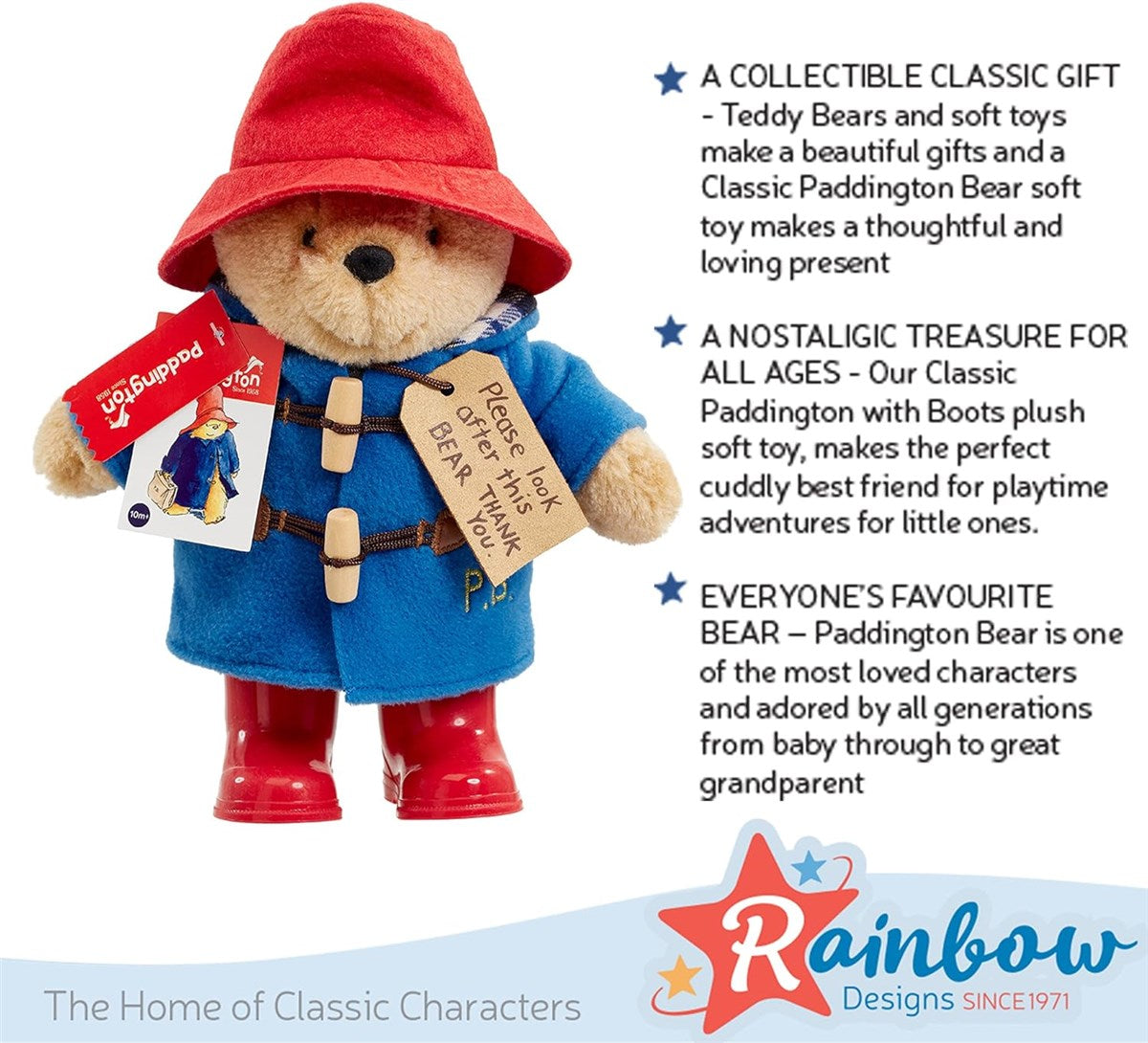 Rainbow Designs Classic Paddington Bear with Boots | Samuel