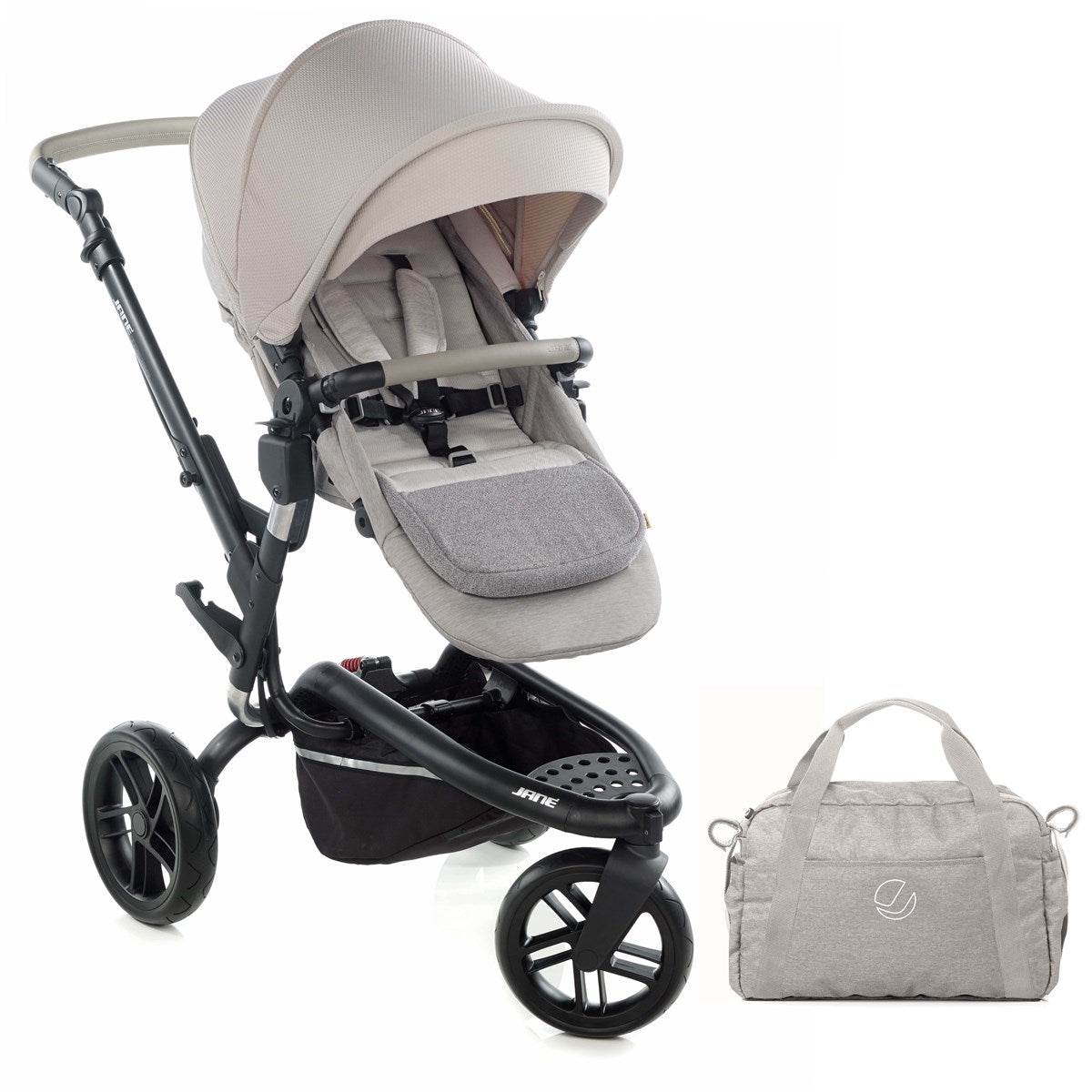 Jané Trider Travel System Bundle with Transporter Plus & Koos R1 i-Size Car Seat, Sand
