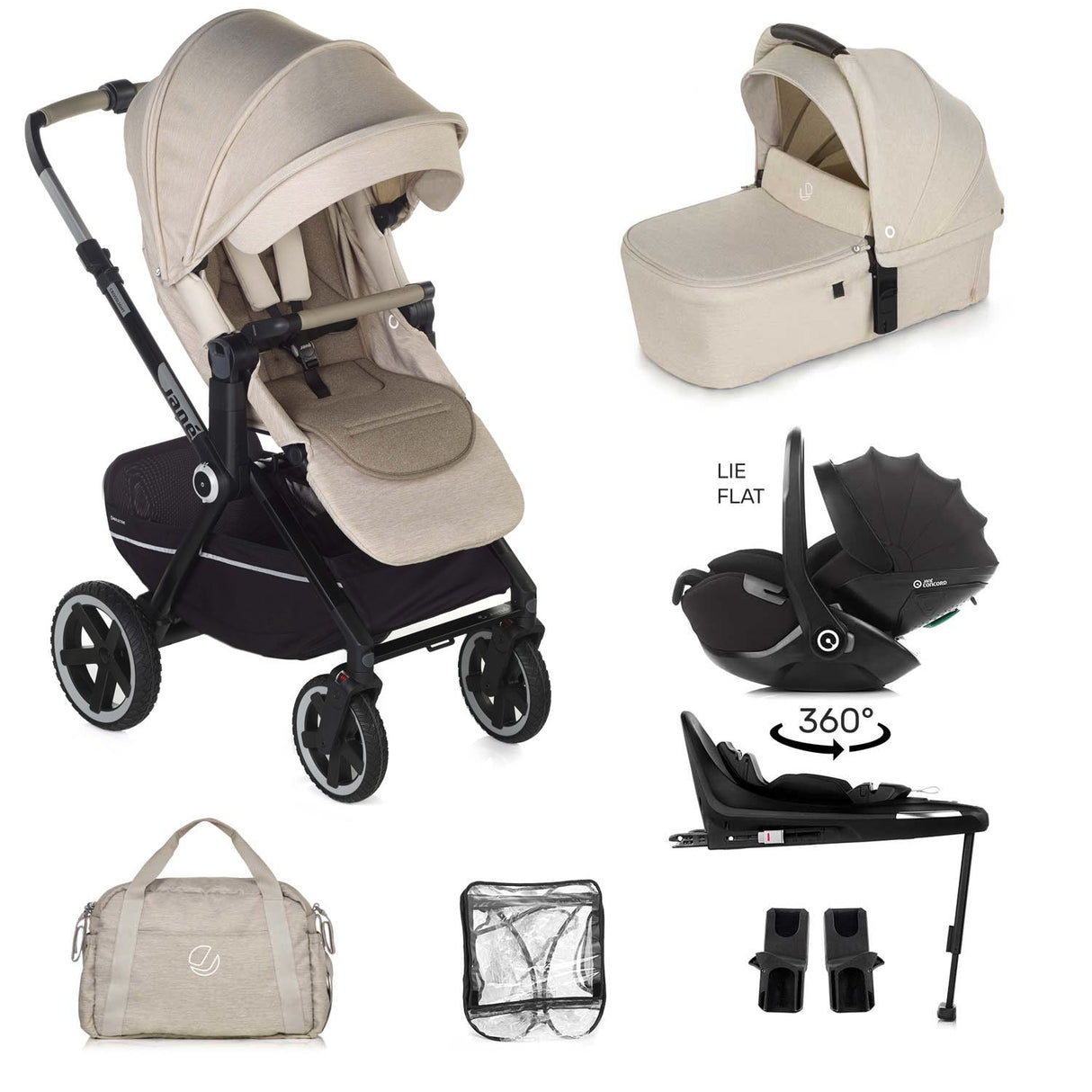 Jane Crosslight-3 Trio Kombibaby 360 Lie-Flat Car Seat Travel System
