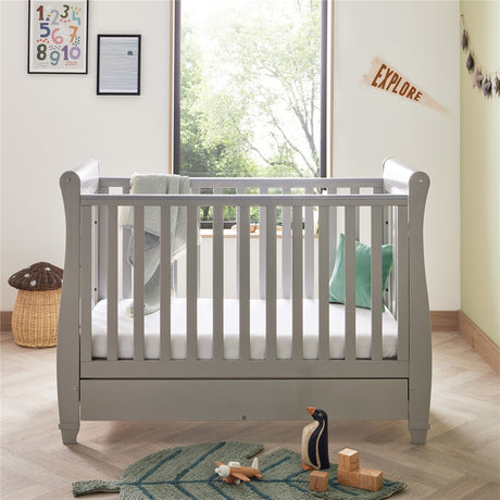 Babymore Eva Sleigh Cot Bed Dropside with Drawer
