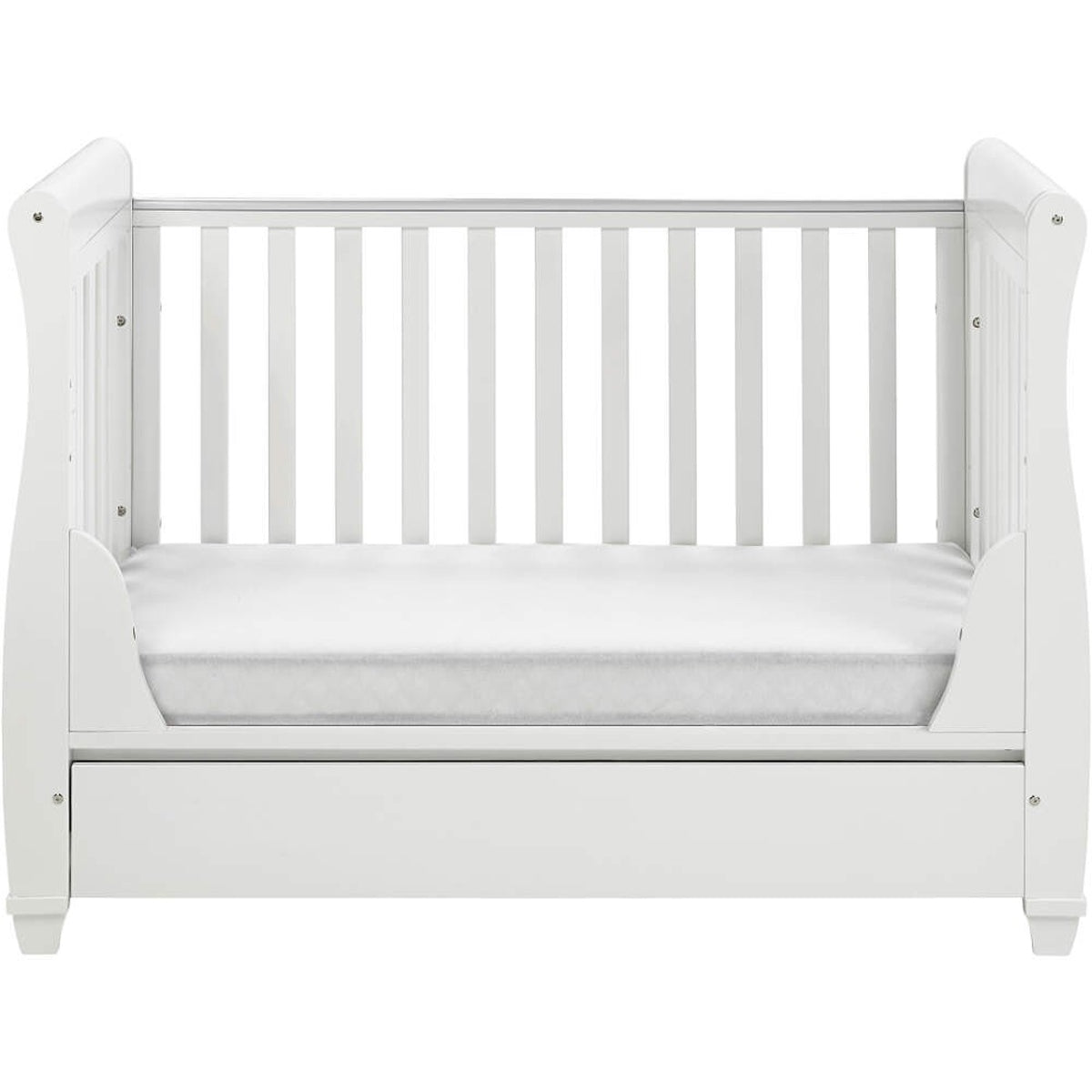Babymore Eva Sleigh Cot Bed Dropside with Drawer