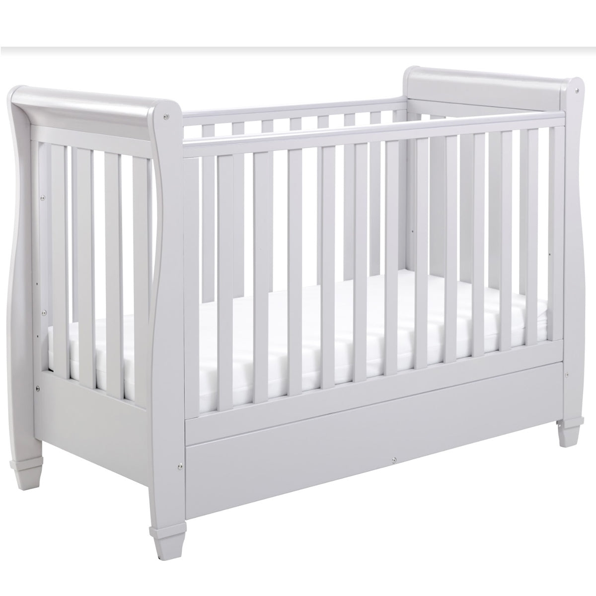Babymore Eva Sleigh Cot Bed Dropside with Drawer