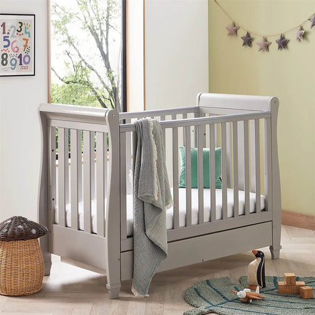 Babymore Eva Sleigh Cot Bed Dropside with Drawer
