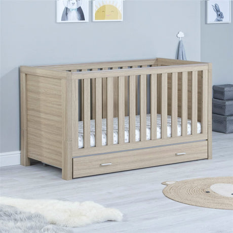 Babymore Luno 2 Piece Nursery Furniture Set with Drawer - Cot Bed with Drawer & Chest Changer