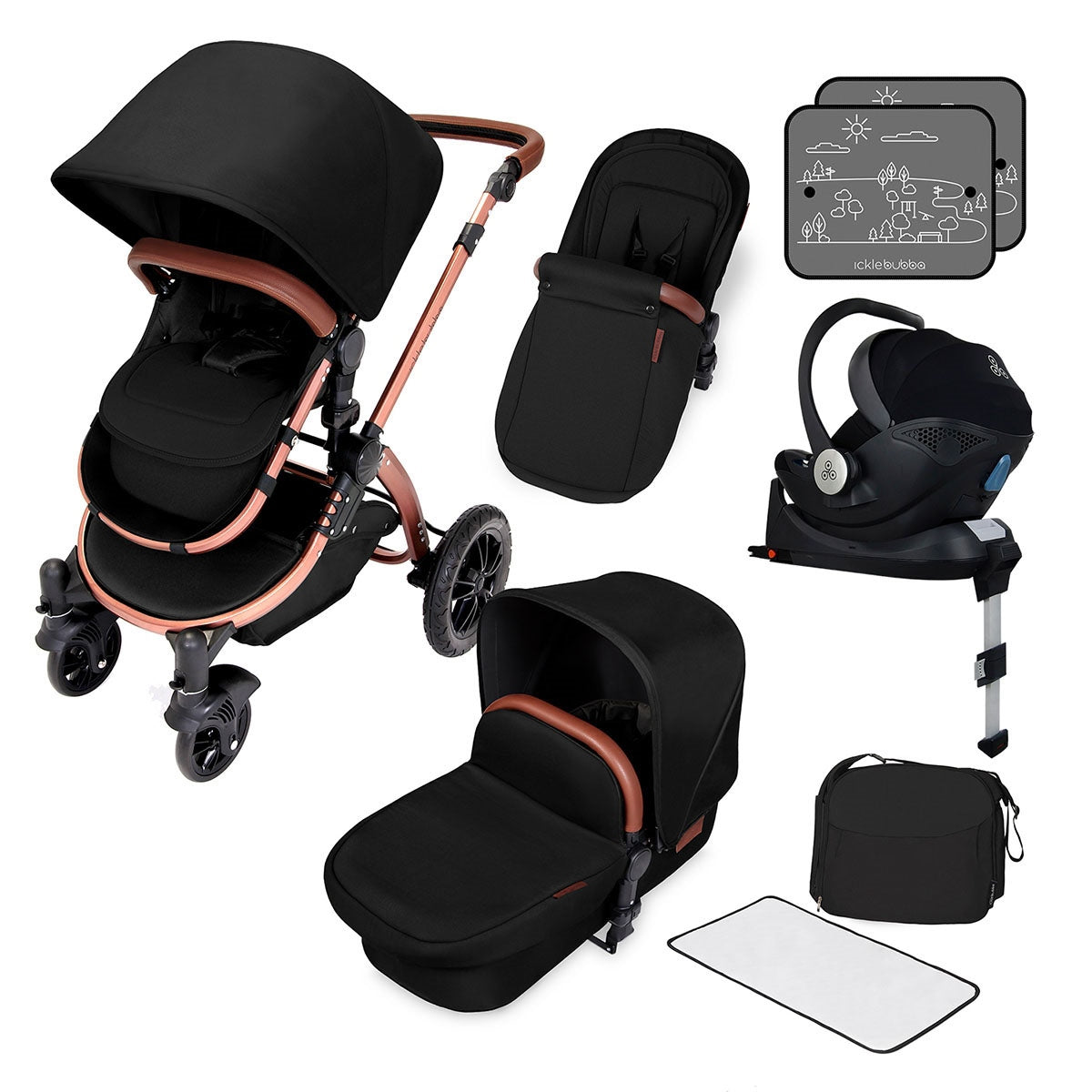 Ickle Bubba Stomp V4 All-in-One Travel System with Mercury iSize car Seat & Isofix Base