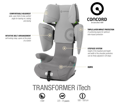 Concord Transformer iTech i-Size Car Seat, 100-150cm, 3.5-12 years