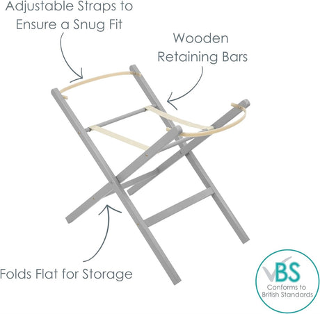 Clair De Lune Folding Wooden Moses Basket Stand