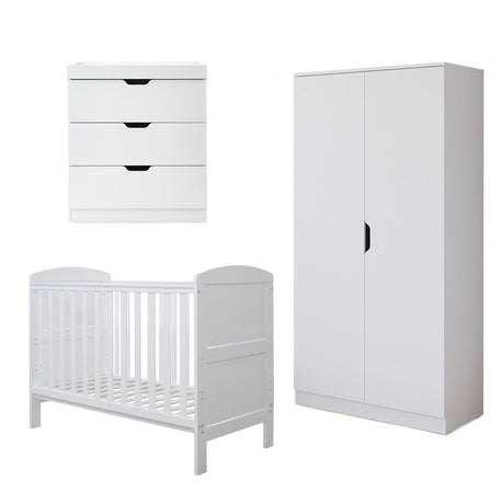 Ickle Bubba Coleby Mini 3 Piece Nursery Furniture Set – Cot Bed, Chest & Wardrobe, White