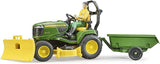 Bruder John Deere Ride On Mower/Trailer With Gardener