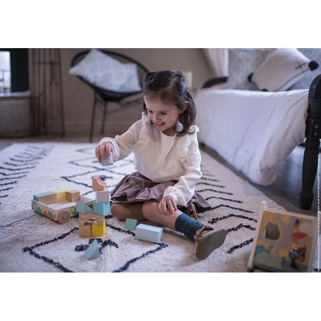 Janod Pure Wooden Pull-Along Blocks Cart