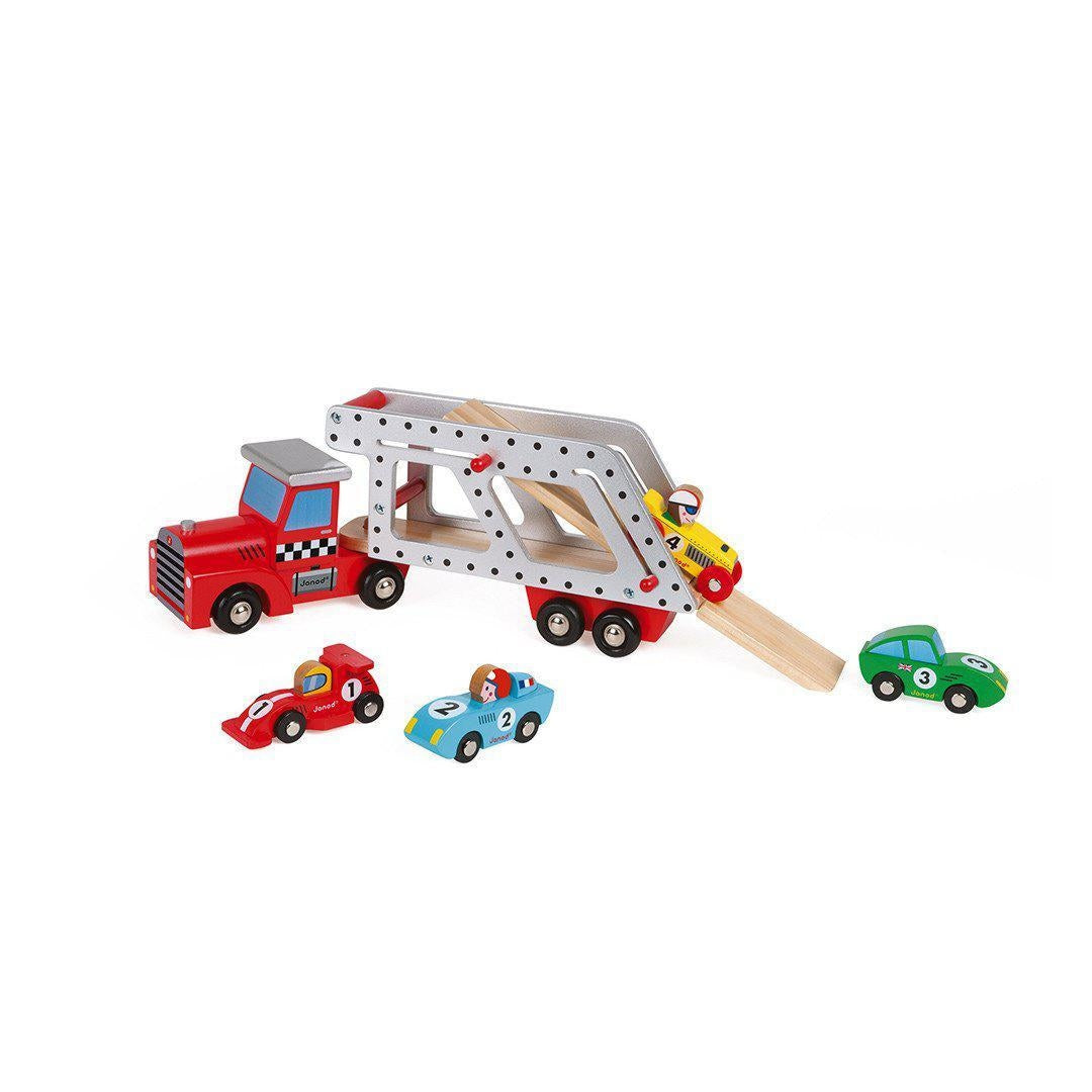 Janod Story 4 Cars Transporter Lorry