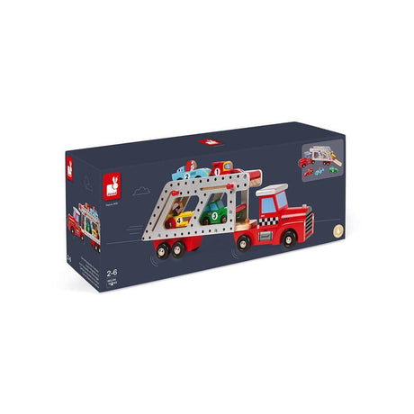 Janod Story 4 Cars Transporter Lorry