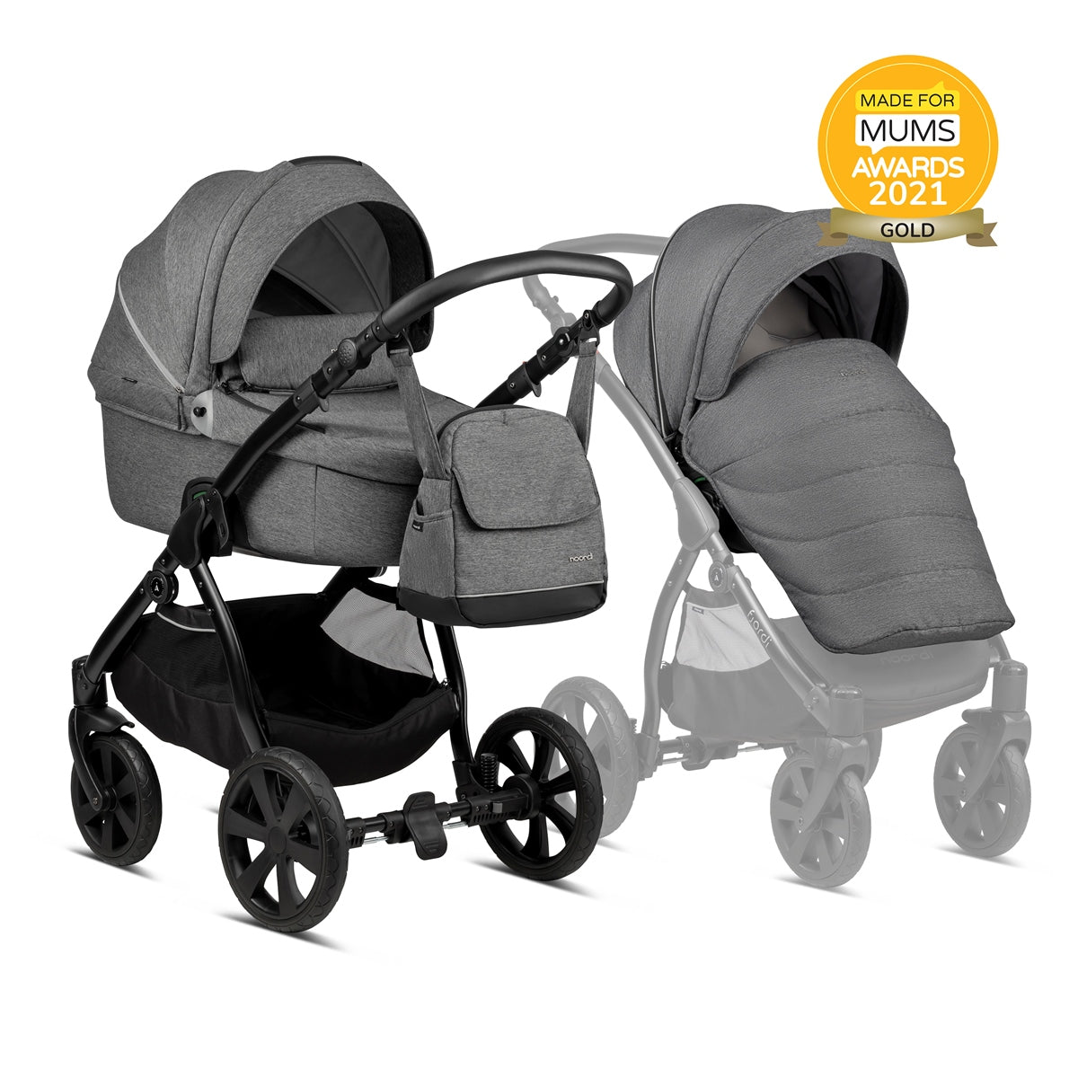 Noordi Fjordi 3in1 Essential Starter Travel & Nursery Bundle, Dark Grey