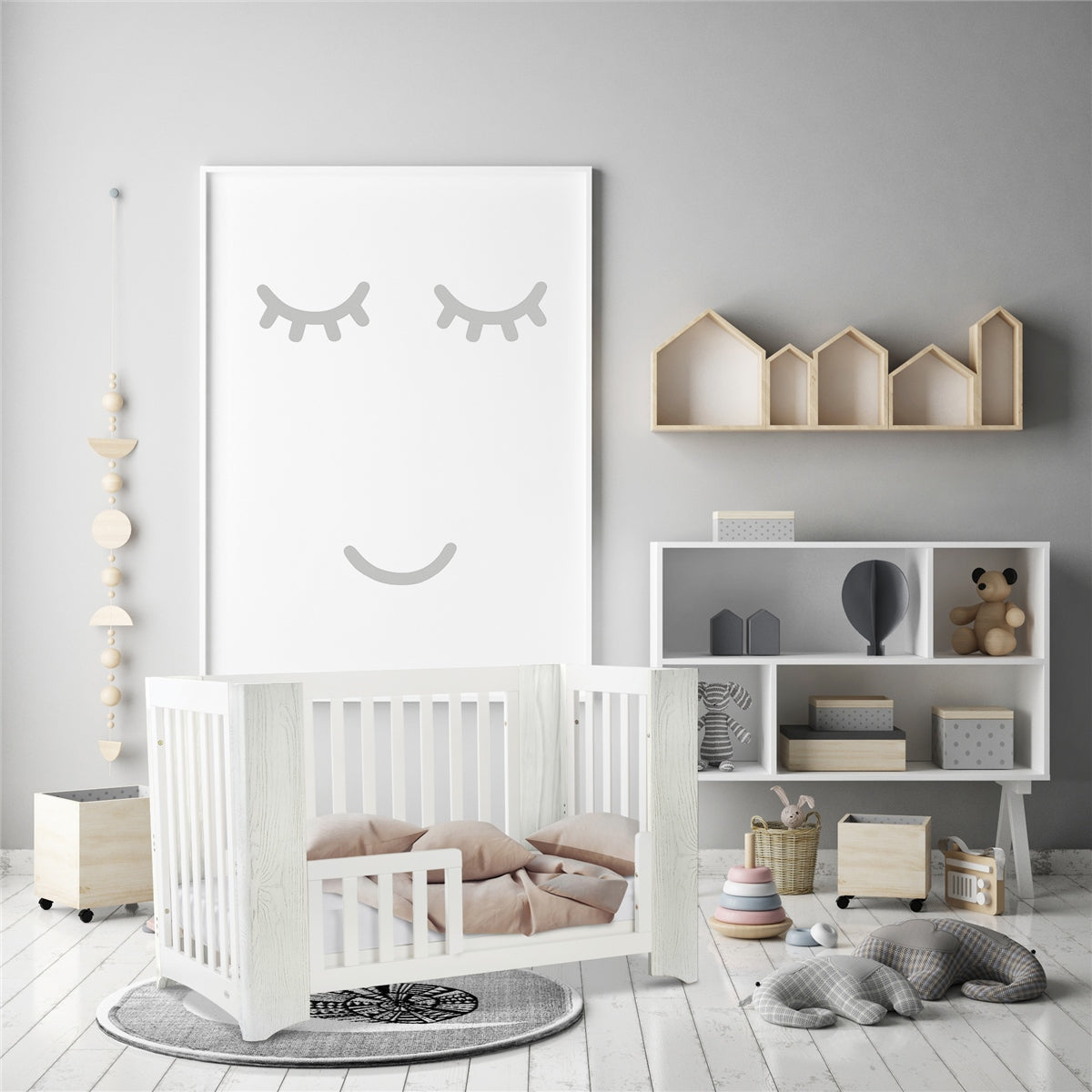 Cocoon Evoluer 4in1 Cotbed + Change Area Dresser, White / Grey