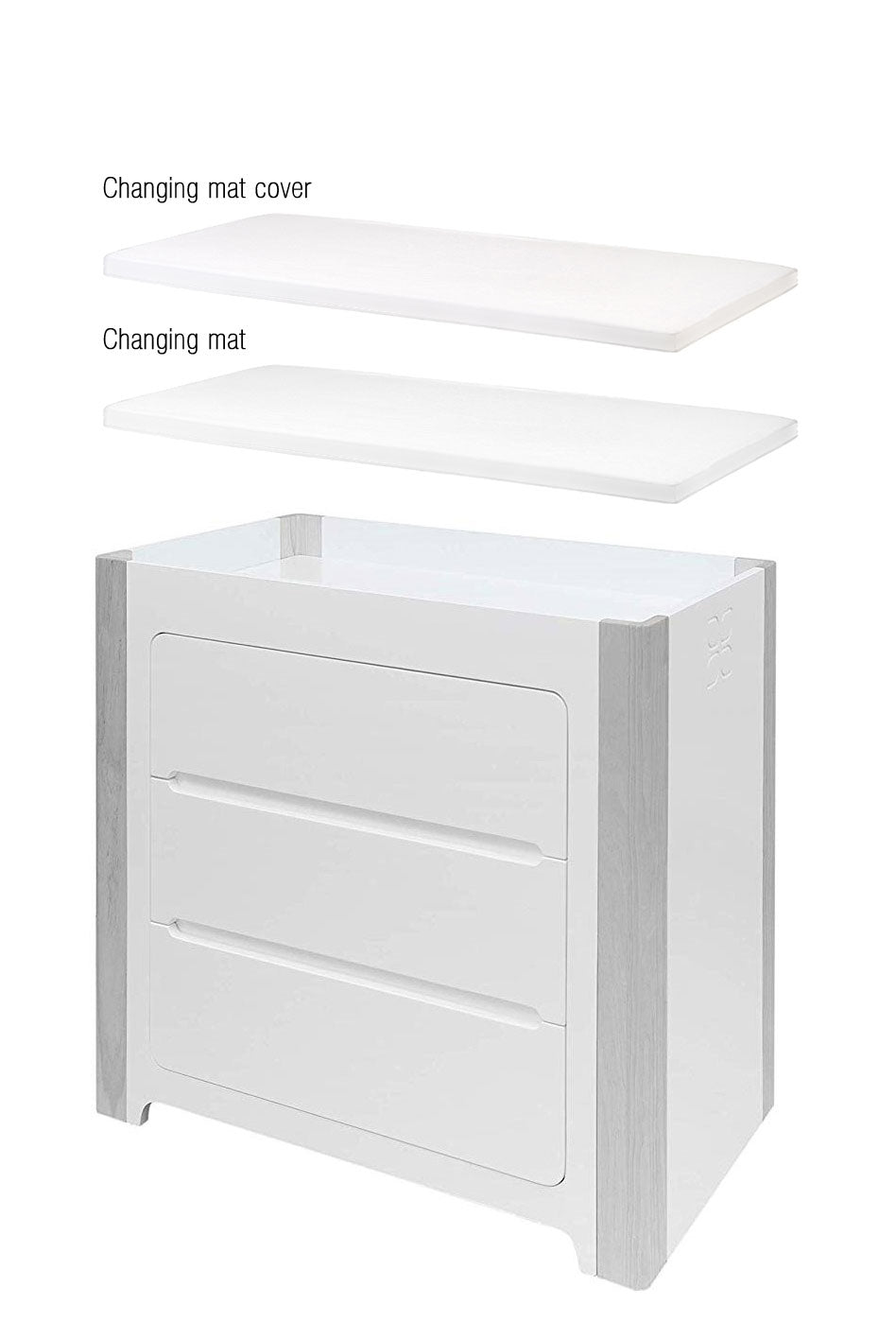 Cocoon Evoluer 4in1 Cotbed + Change Area Dresser, White / Grey