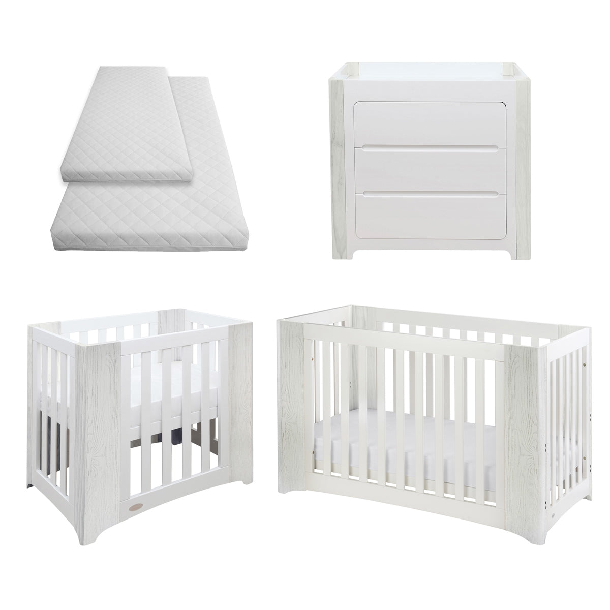 Cocoon Evoluer 4in1 Cotbed + Change Area Dresser, White / Grey