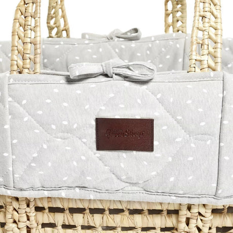 Little Green Sheep Natural Quilted Moses Basket + Mattress