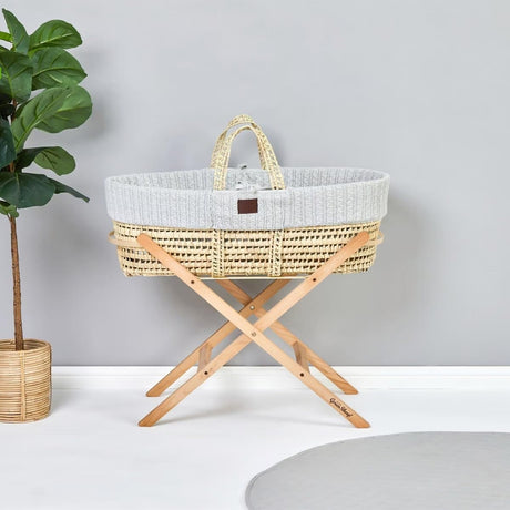 Little Green Sheep Natural Knitted Moses Basket & Mattress