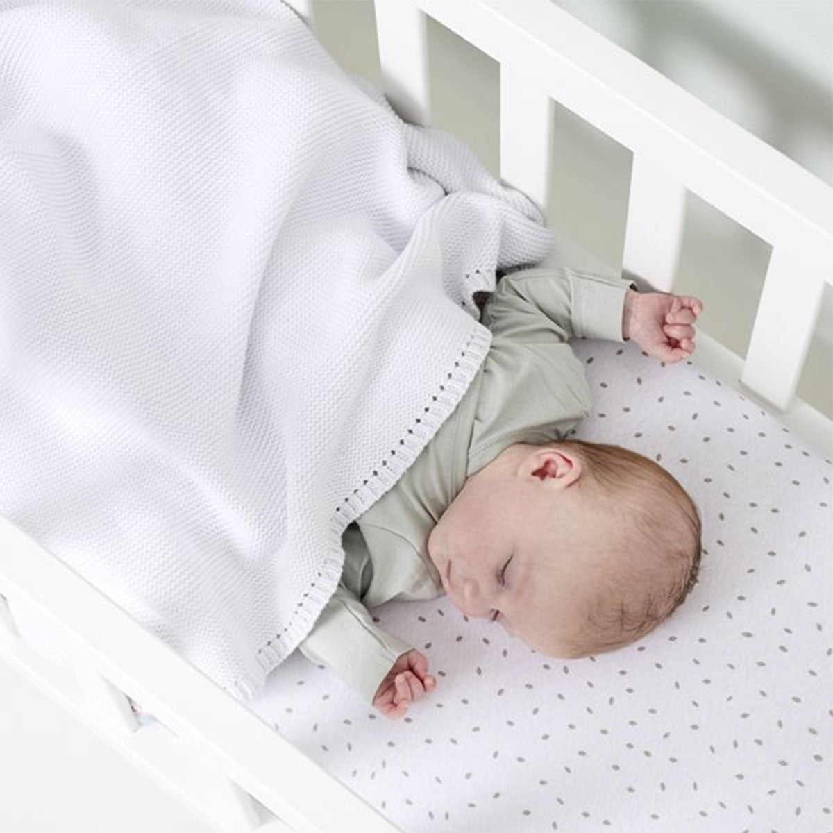 Little Green Sheep Organic Knitted Cellular Baby Blanket