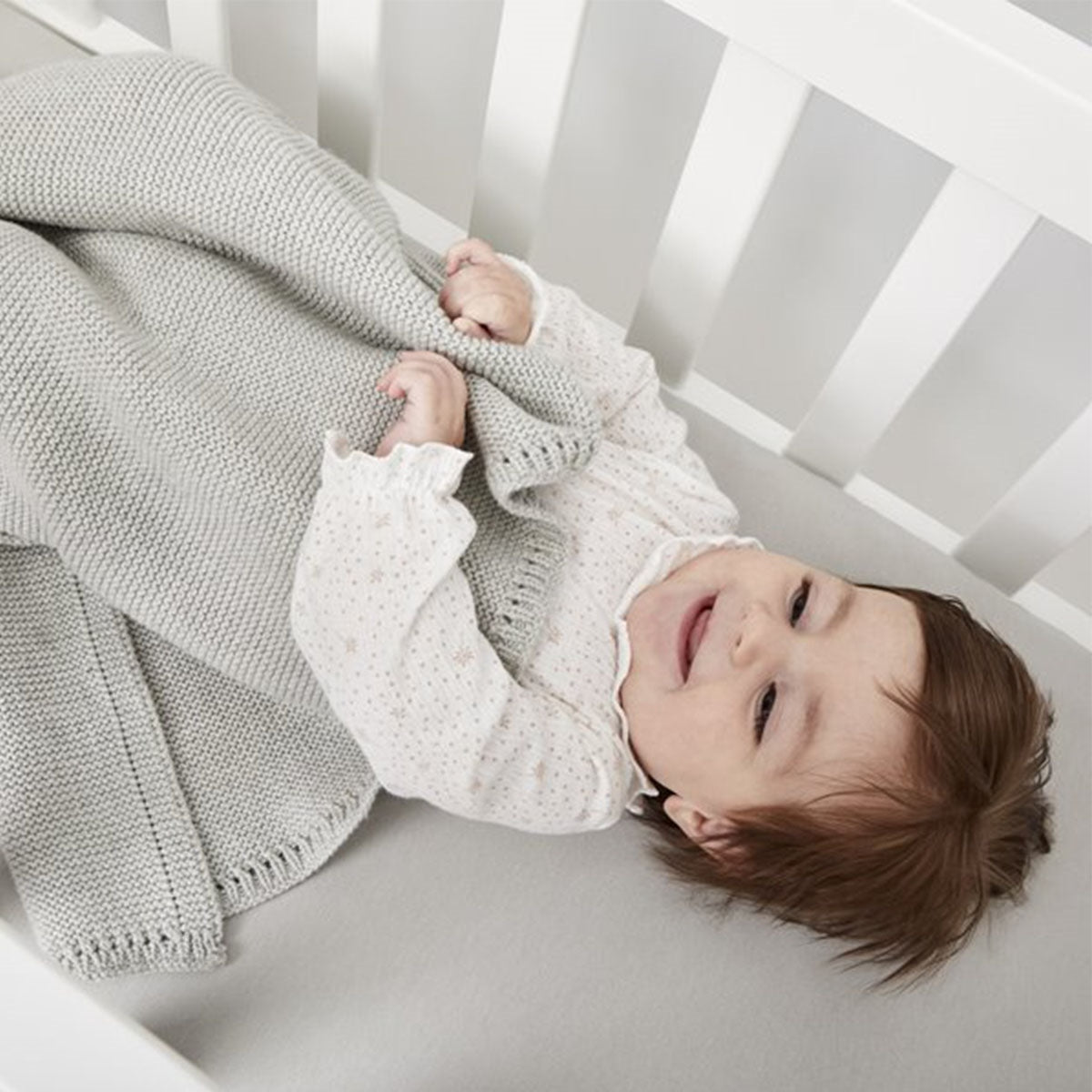 Little Green Sheep Organic Knitted Cellular Baby Blanket