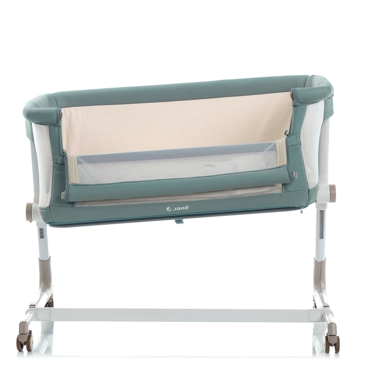 Jane Baby Side Crib + 4 Piece Bedding Set & Safety Mattress, Nature Edition