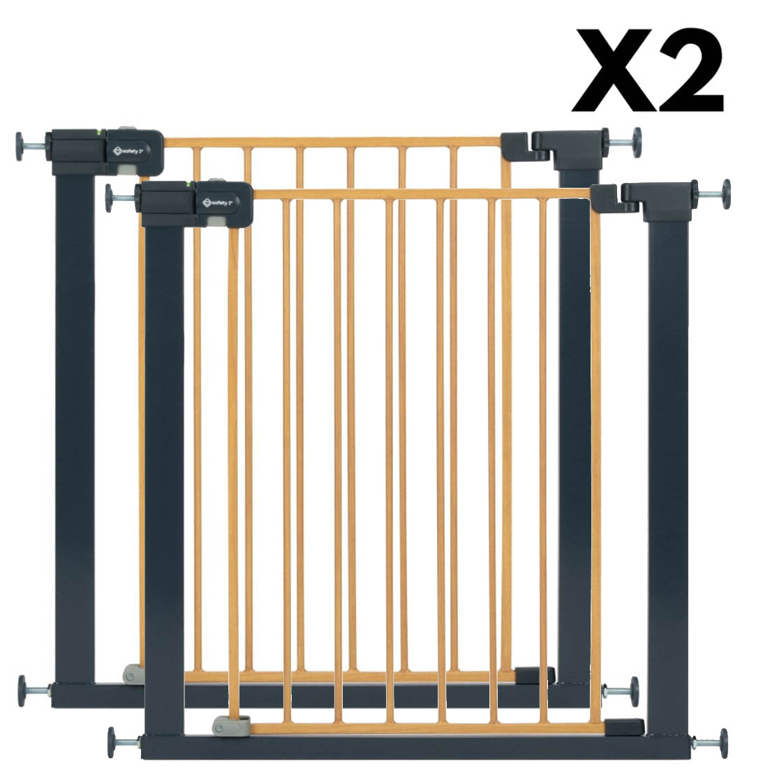 Safety 1st Easy Close Metal SecureTech Pressure Gate 73-80cm, Wood Effect (Pack of 2)