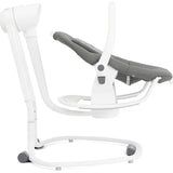 White baby swing with gray seat on a white background