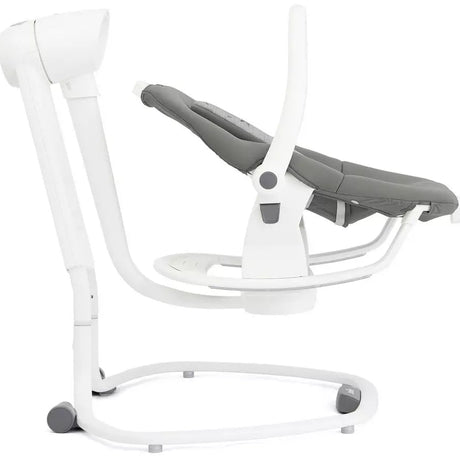 White baby swing with gray seat on a white background