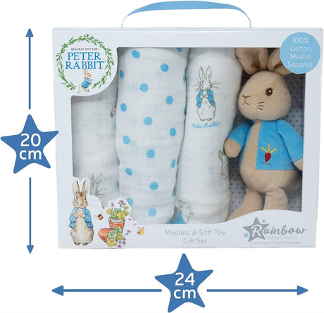 Rainbow Designs Peter Rabbit Soft Toy & Muslin Gift Set